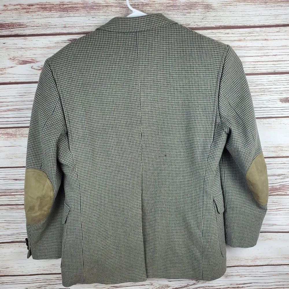 Pendleton Mens Size 40 Vtg 100% Wool Green Houndstooth 2-Button Blazer Jacket